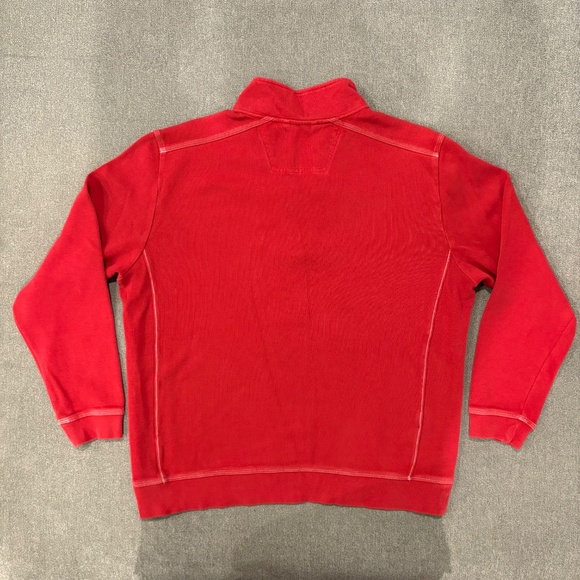 Tommy Bahama Classic Red 1/4 Zip with Light Blue Embroidered Logo - Picture 3 of 6